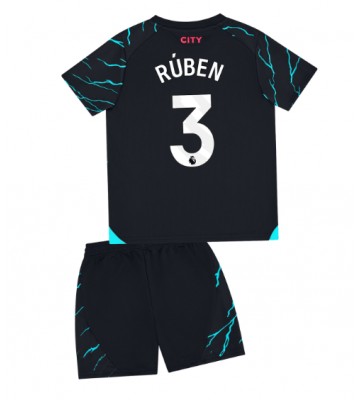 Maillot de foot Manchester City Ruben Dias #3 Troisième enfant 2023-24 Manches Courte (+ pantalon court)